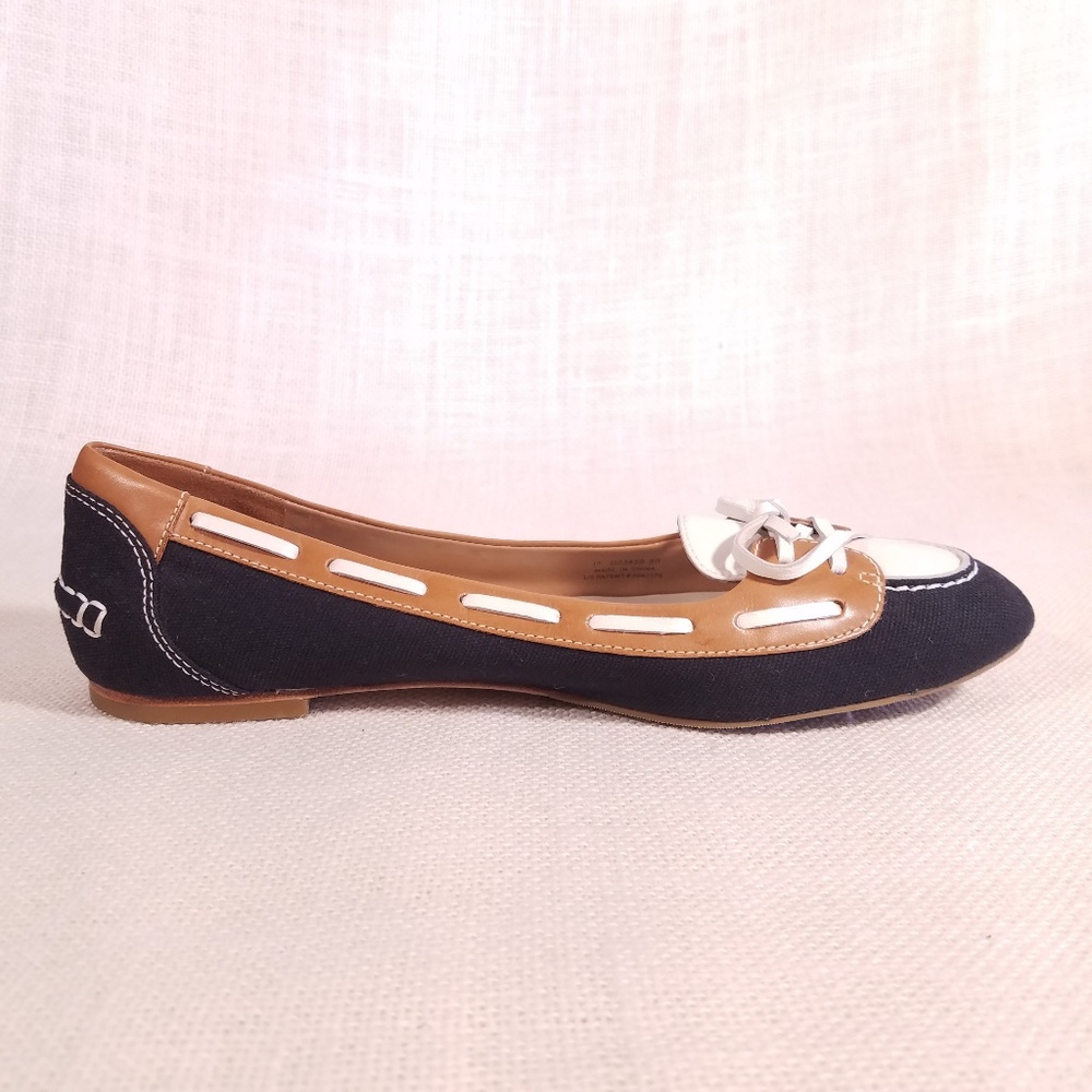 Cole Haan Navy Canvas Boat Shoe Ballet Flats - Picture 4 of 8